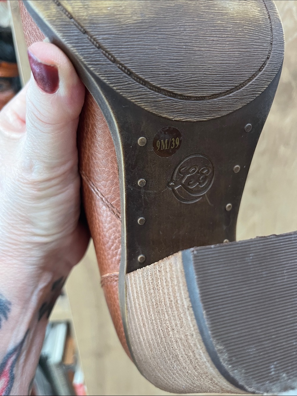 Lucky Brand Ehllen Leather cognac tan Heeled Ankle Booties-9 - Picture 10 of 10